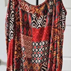 Torrid Tribal Print Sleevless Red and Black Spaghetti Strap Blouse